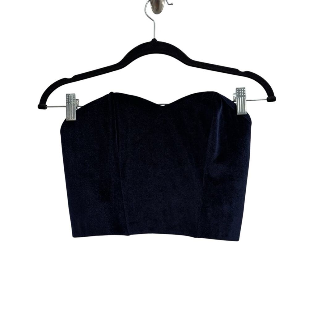 Aubade Navy Blue Velour Velvet Strapless Bustier